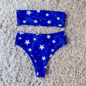 Shein size small bikini set EUC blue/ white stars